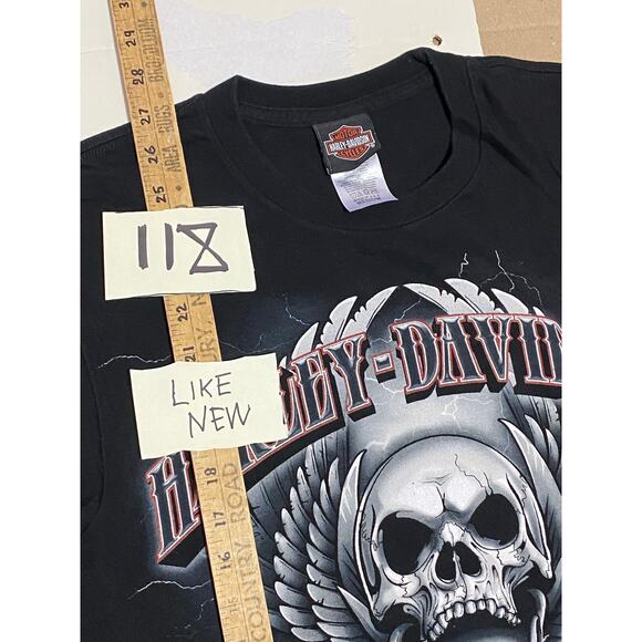 Harley-Davidson T-Shirt Size M Black Skull Graphic Scranton PA Made in USA - Picture 3 of 10